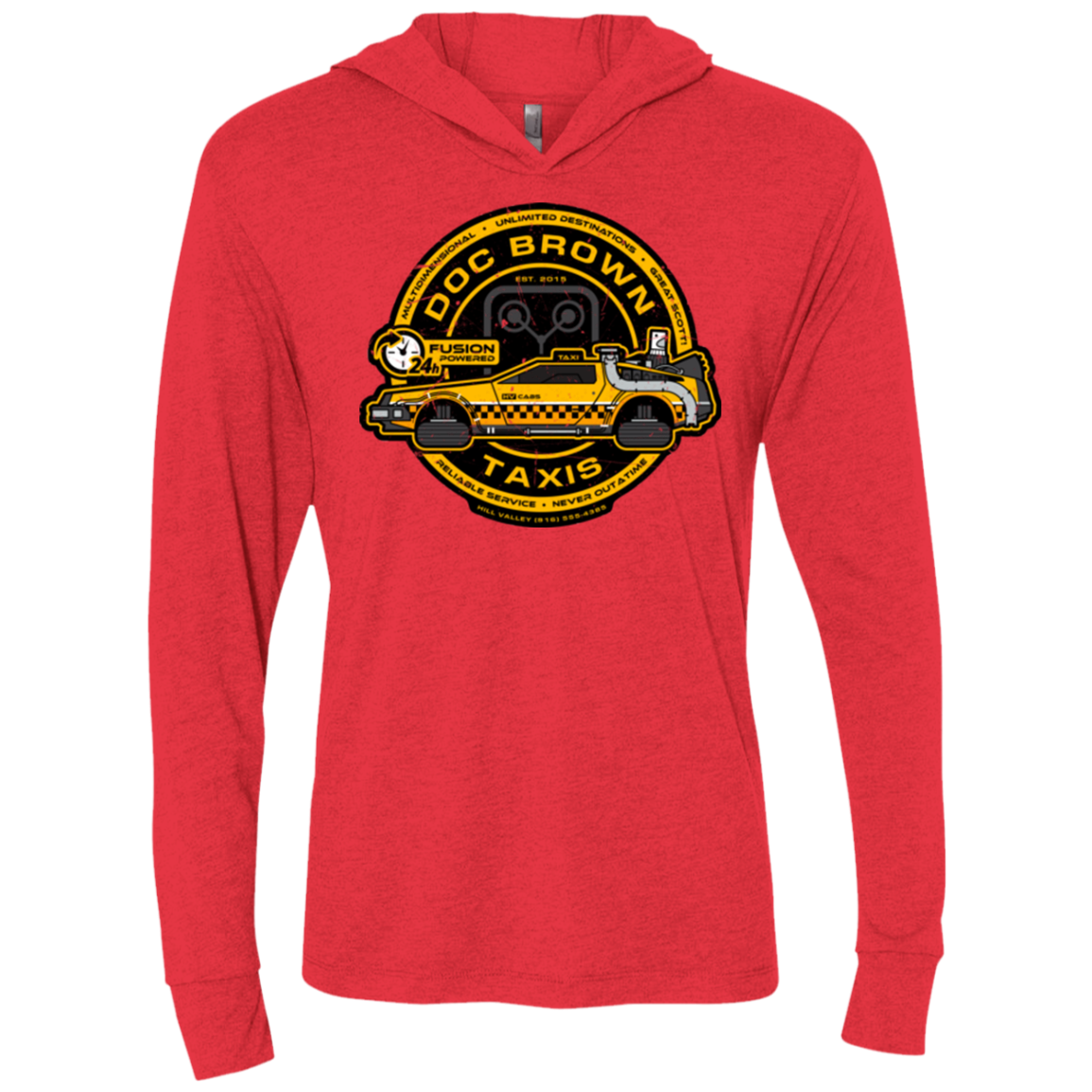 Doc Brown Taxis Triblend Long Sleeve Hoodie Tee