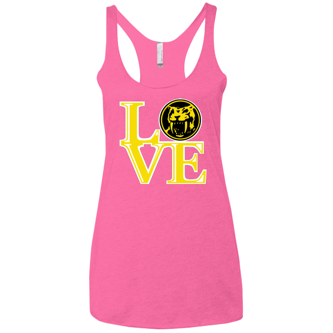 Yellow Ranger LOVE Women's Triblend Racerback Tank