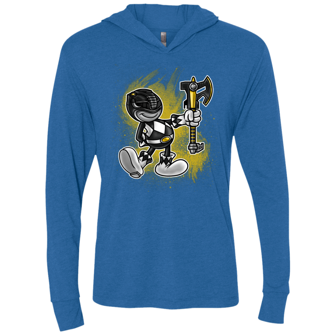 Black Ranger Artwork Triblend Long Sleeve Hoodie Tee