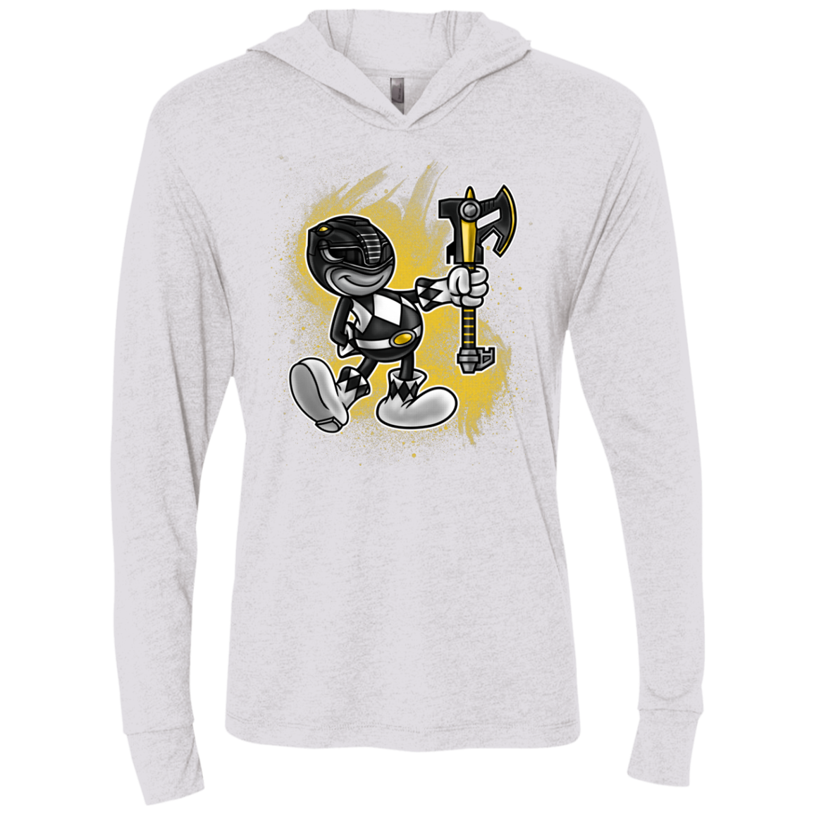 Black Ranger Artwork Triblend Long Sleeve Hoodie Tee