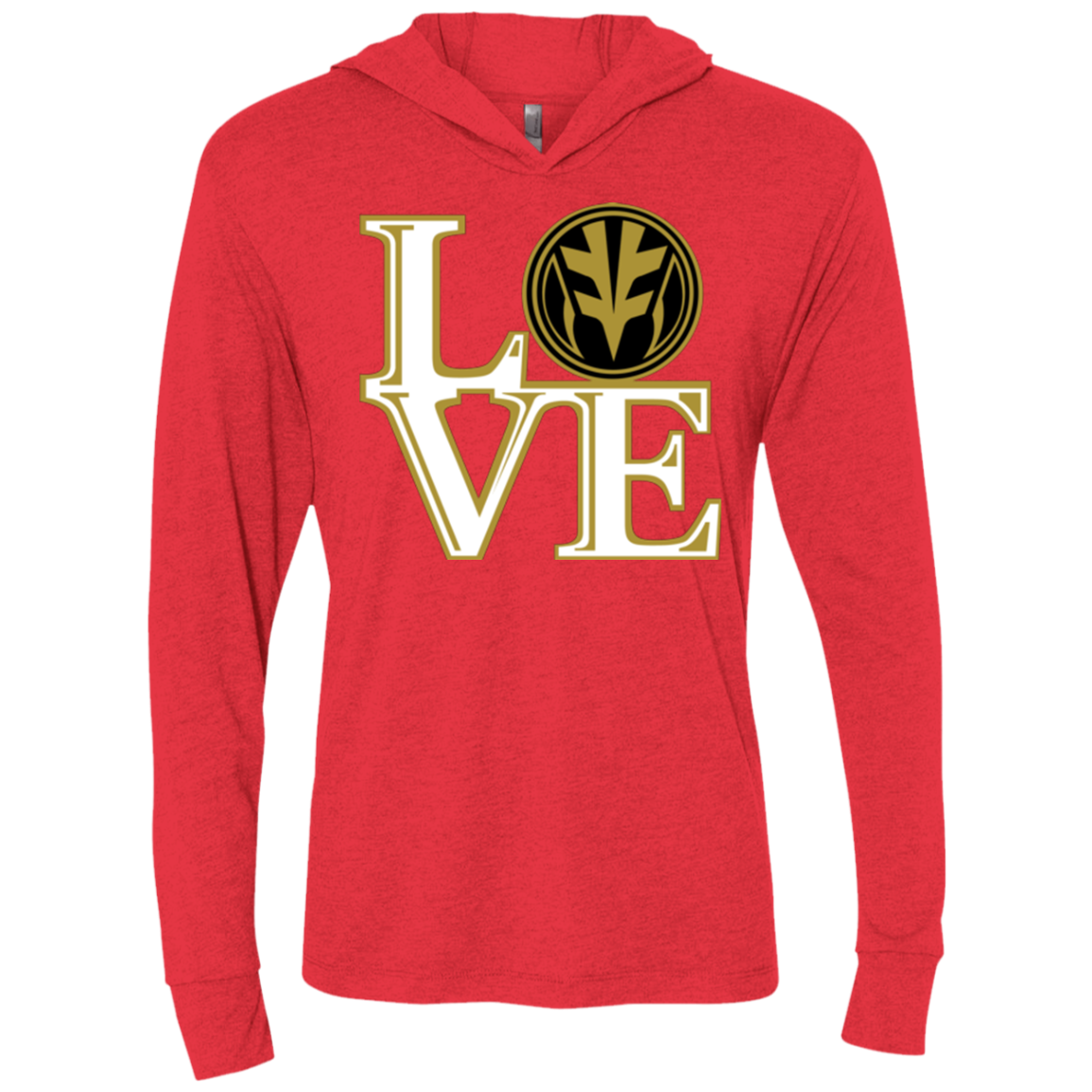 White Ranger LOVE Triblend Long Sleeve Hoodie Tee