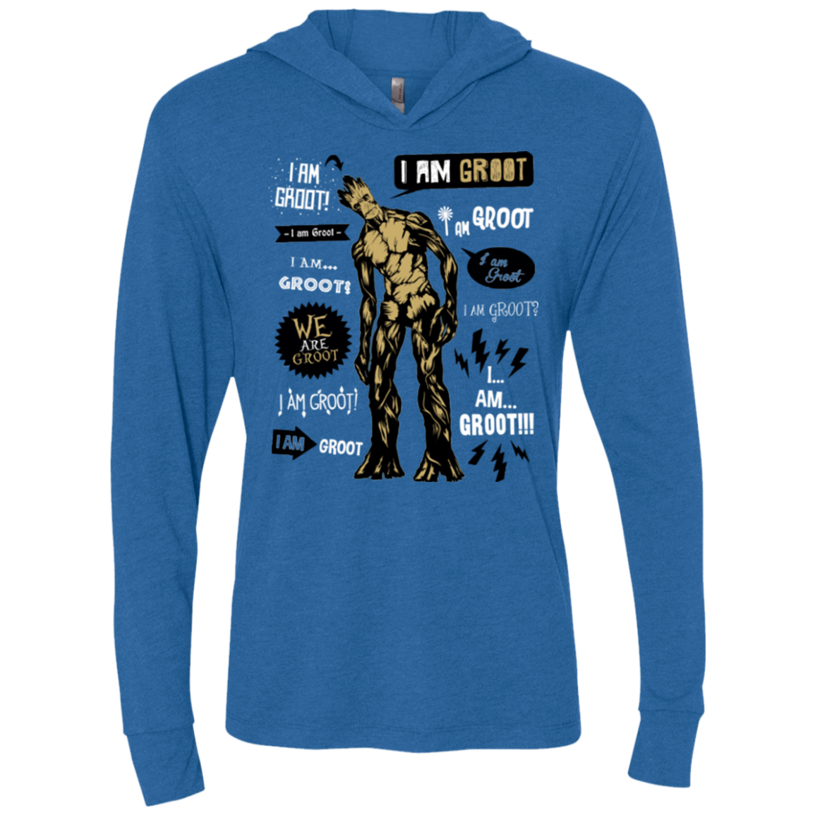 Groot Famous Quotes Triblend Long Sleeve Hoodie Tee