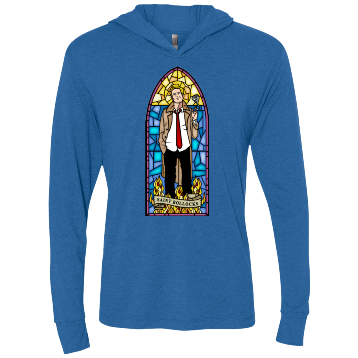 Saint Bollocks Triblend Long Sleeve Hoodie Tee