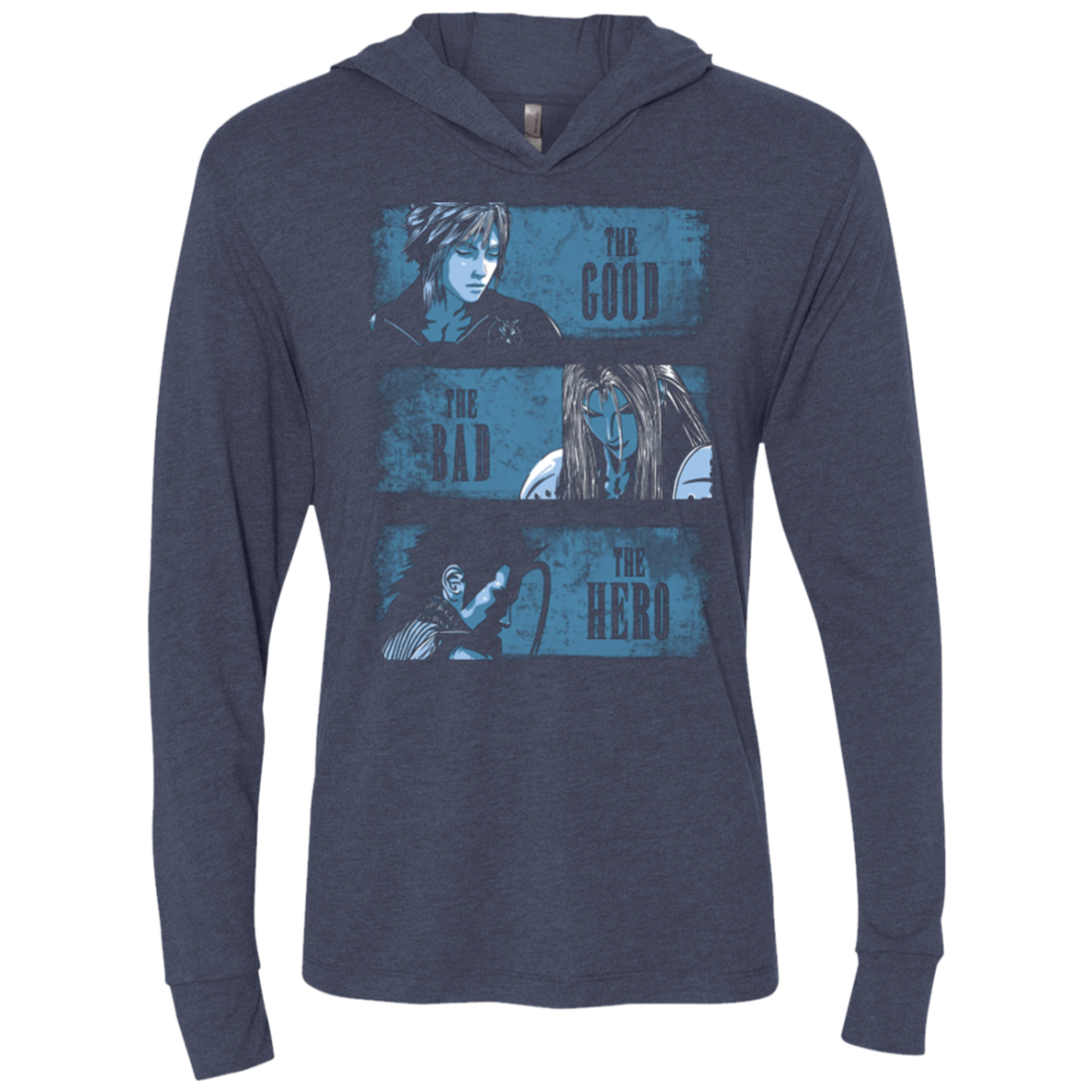 The Good the Bad and the Hero Triblend Long Sleeve Hoodie Tee