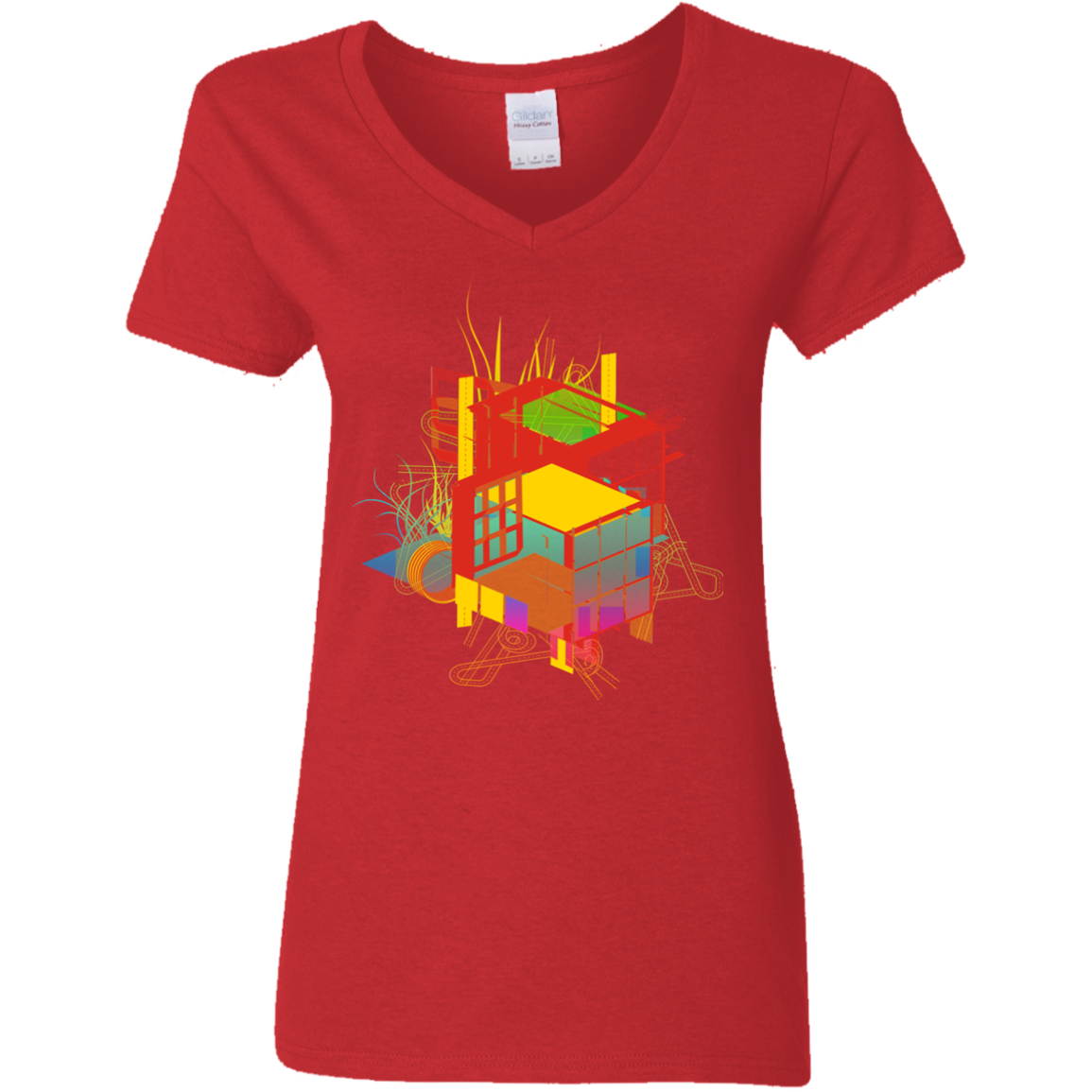 Rubik's Building Women's V-Neck T-Shirt