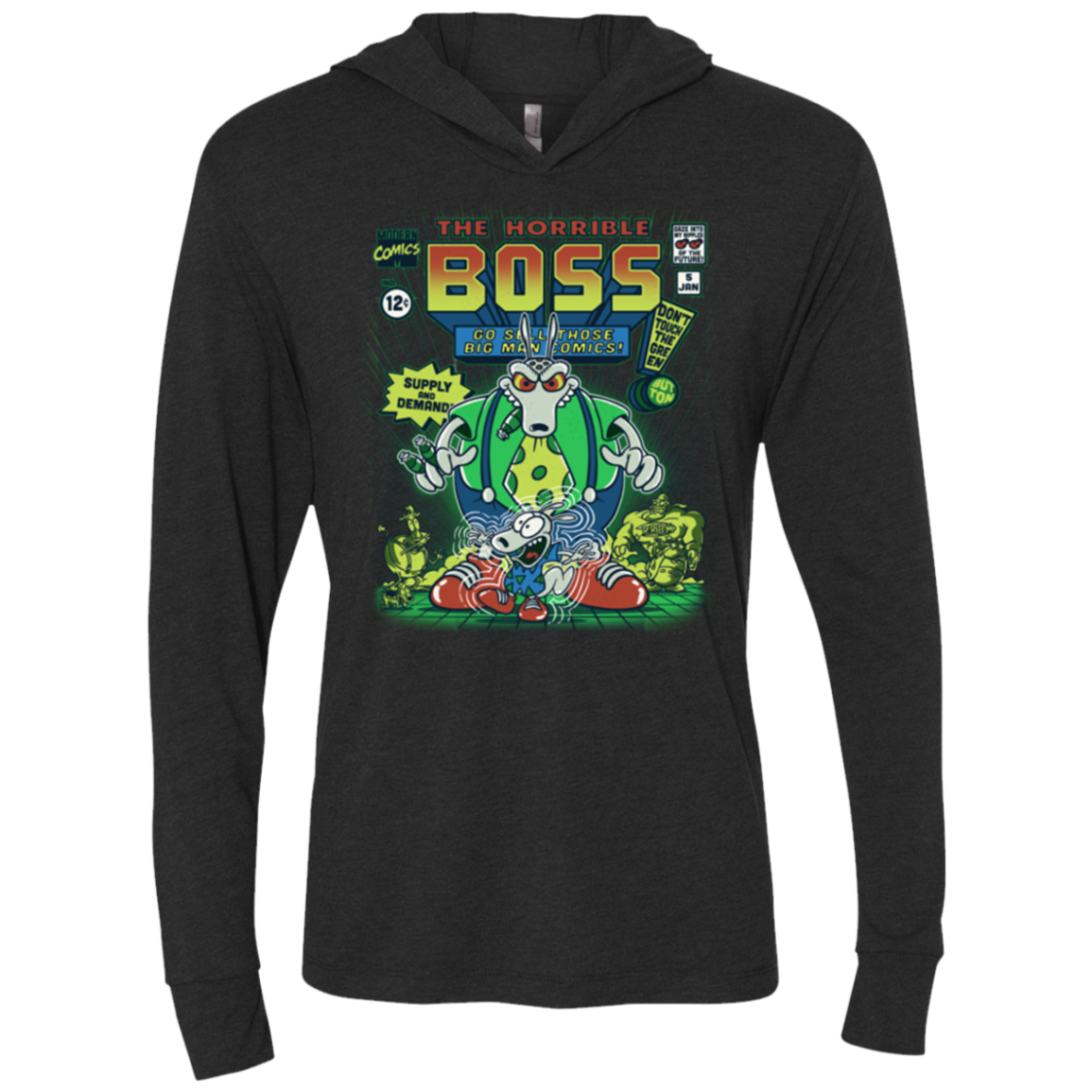 The Horrible Boss Triblend Long Sleeve Hoodie Tee