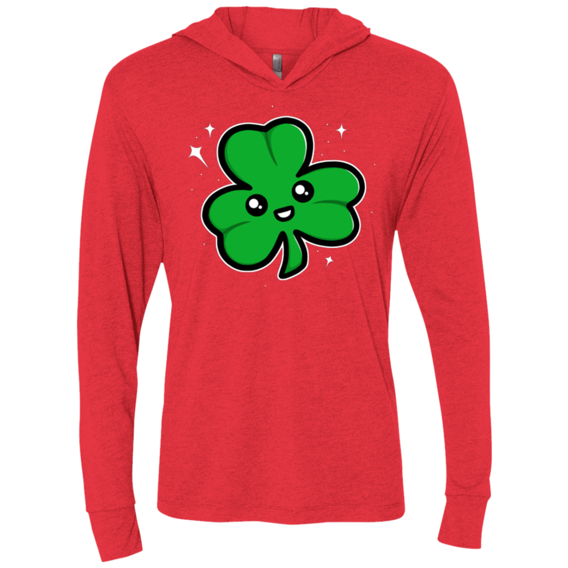 Super Cute Shamrock Triblend Long Sleeve Hoodie Tee