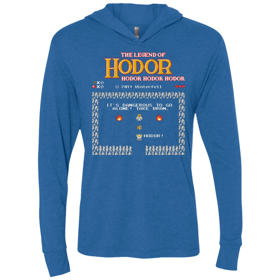 Legend of Hodor Triblend Long Sleeve Hoodie Tee