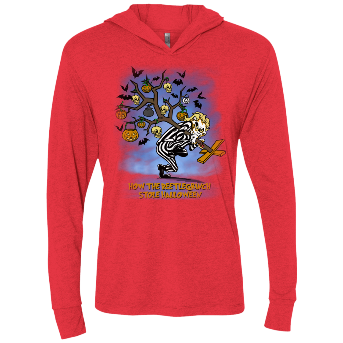 Beetlegrinch Triblend Long Sleeve Hoodie Tee