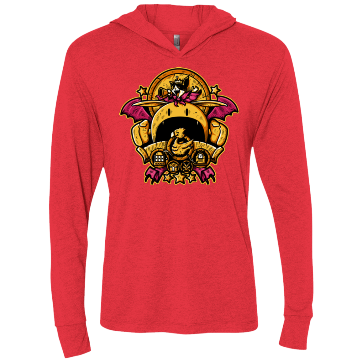 SAUCER CREST Triblend Long Sleeve Hoodie Tee