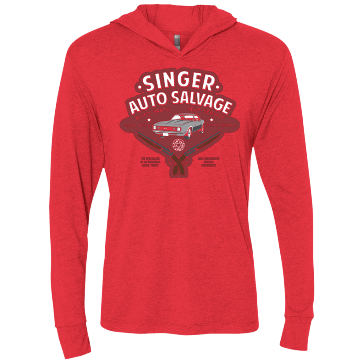 Singer Auto Salvage Triblend Long Sleeve Hoodie Tee