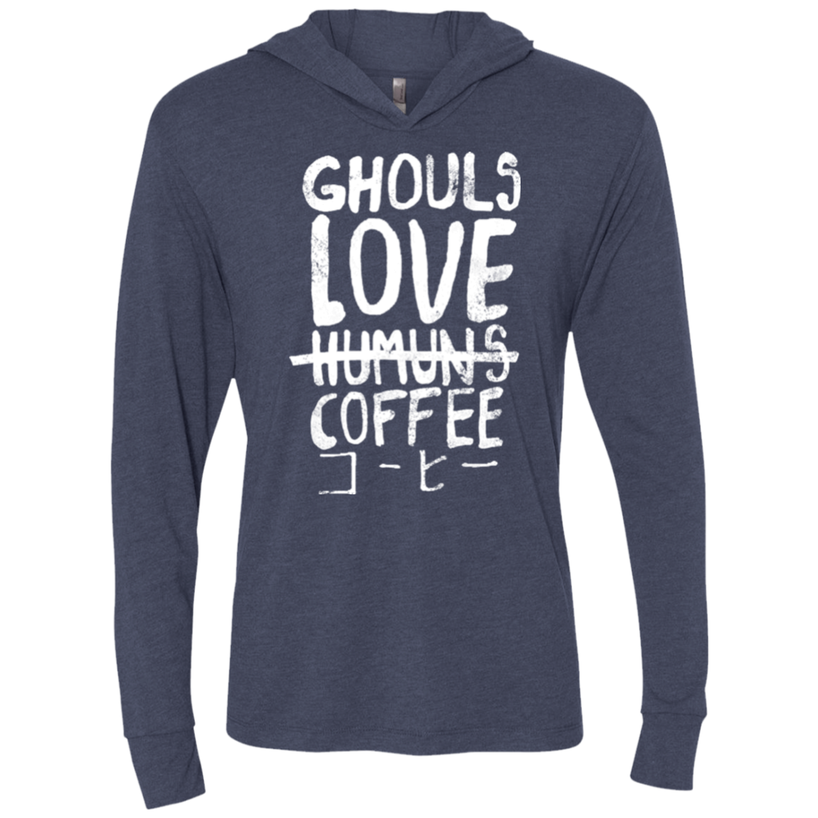 Ghouls Love Coffee Triblend Long Sleeve Hoodie Tee
