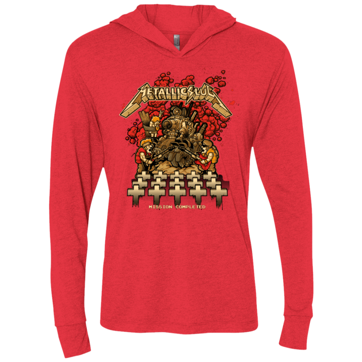 METALLIC SLUG Triblend Long Sleeve Hoodie Tee