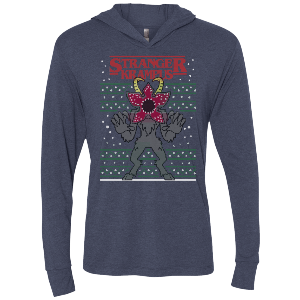 Stranger Krampus Triblend Long Sleeve Hoodie Tee
