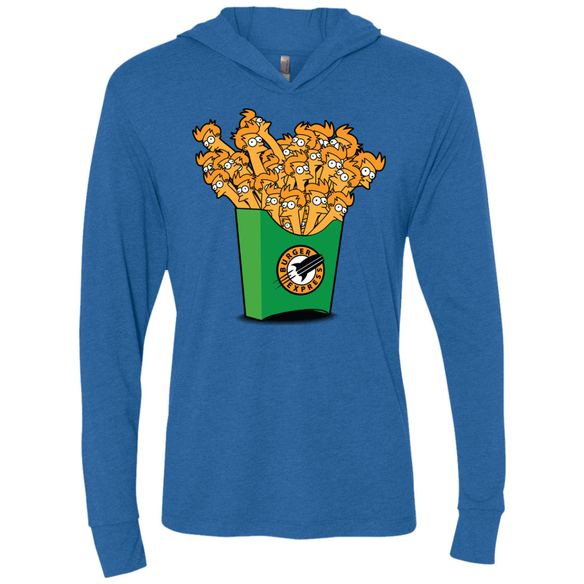 Box of Fries Triblend Long Sleeve Hoodie Tee