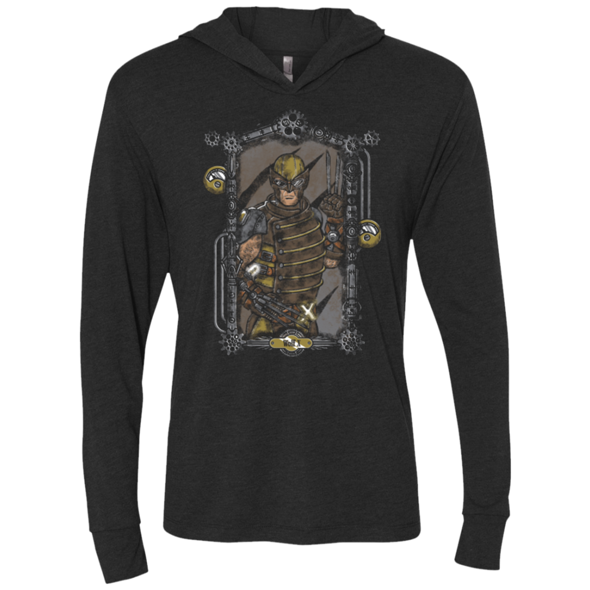 The Wolf Triblend Long Sleeve Hoodie Tee