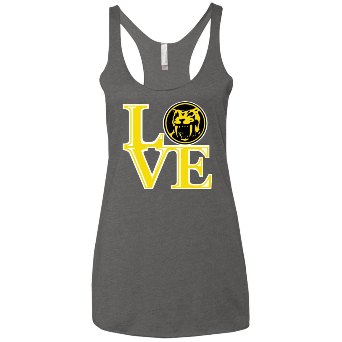 Yellow Ranger LOVE Women's Triblend Racerback Tank