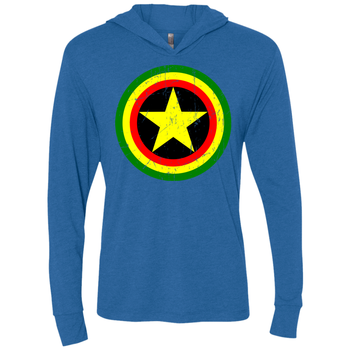 Captain Rasta Triblend Long Sleeve Hoodie Tee