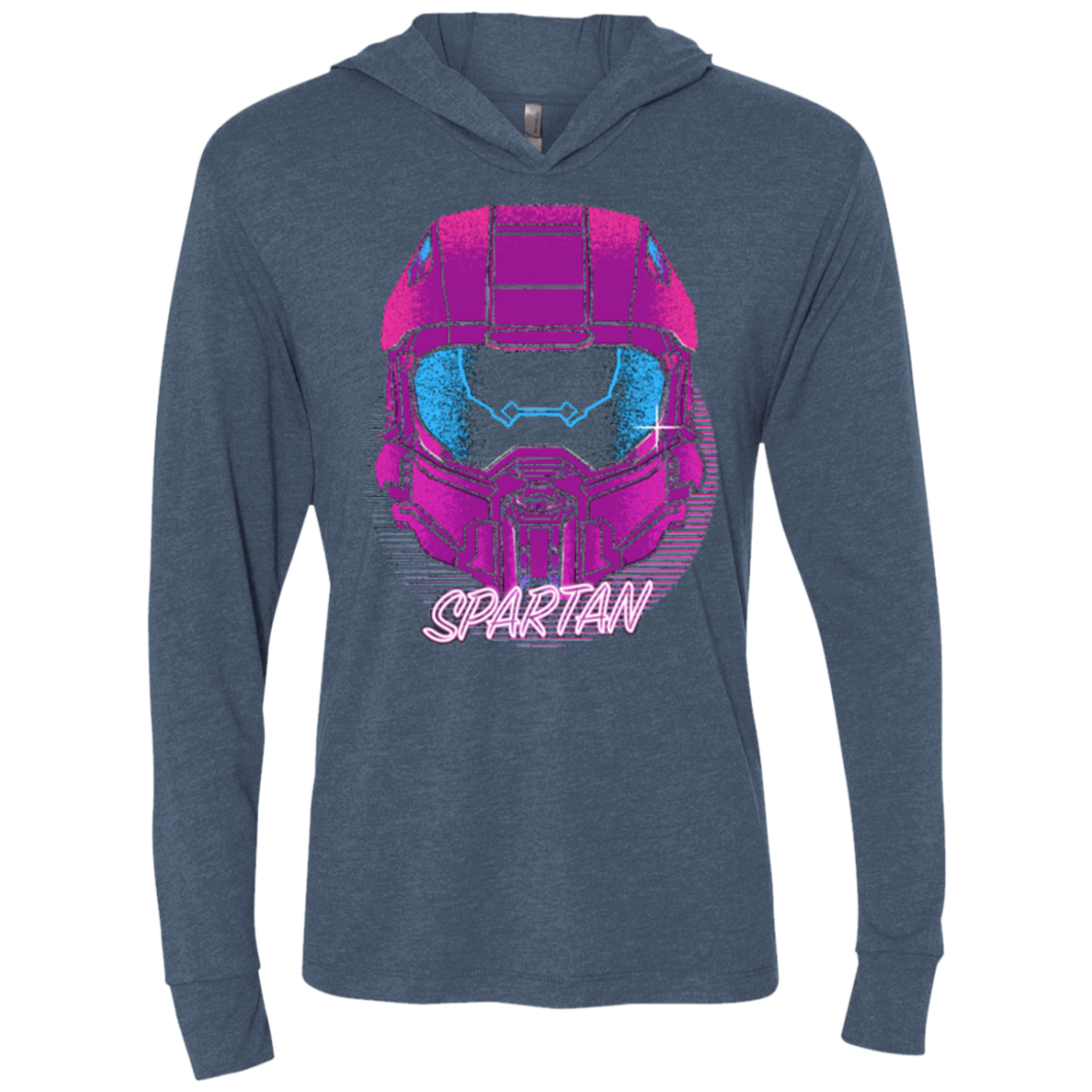 Spartan Helmet 80's Triblend Long Sleeve Hoodie Tee
