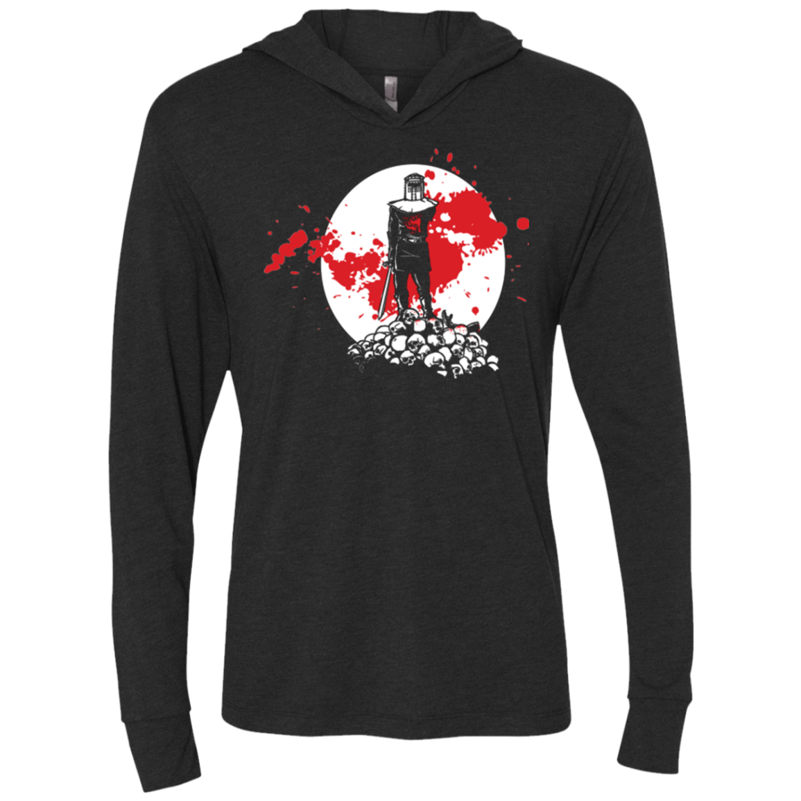 Black Knight Rises Triblend Long Sleeve Hoodie Tee
