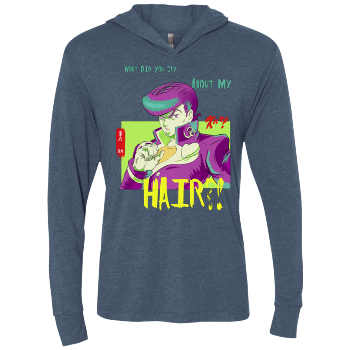 Jojo Josuke Bizarre Adventure Triblend Long Sleeve Hoodie Tee