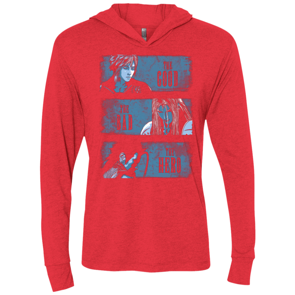 The Good the Bad and the Hero Triblend Long Sleeve Hoodie Tee