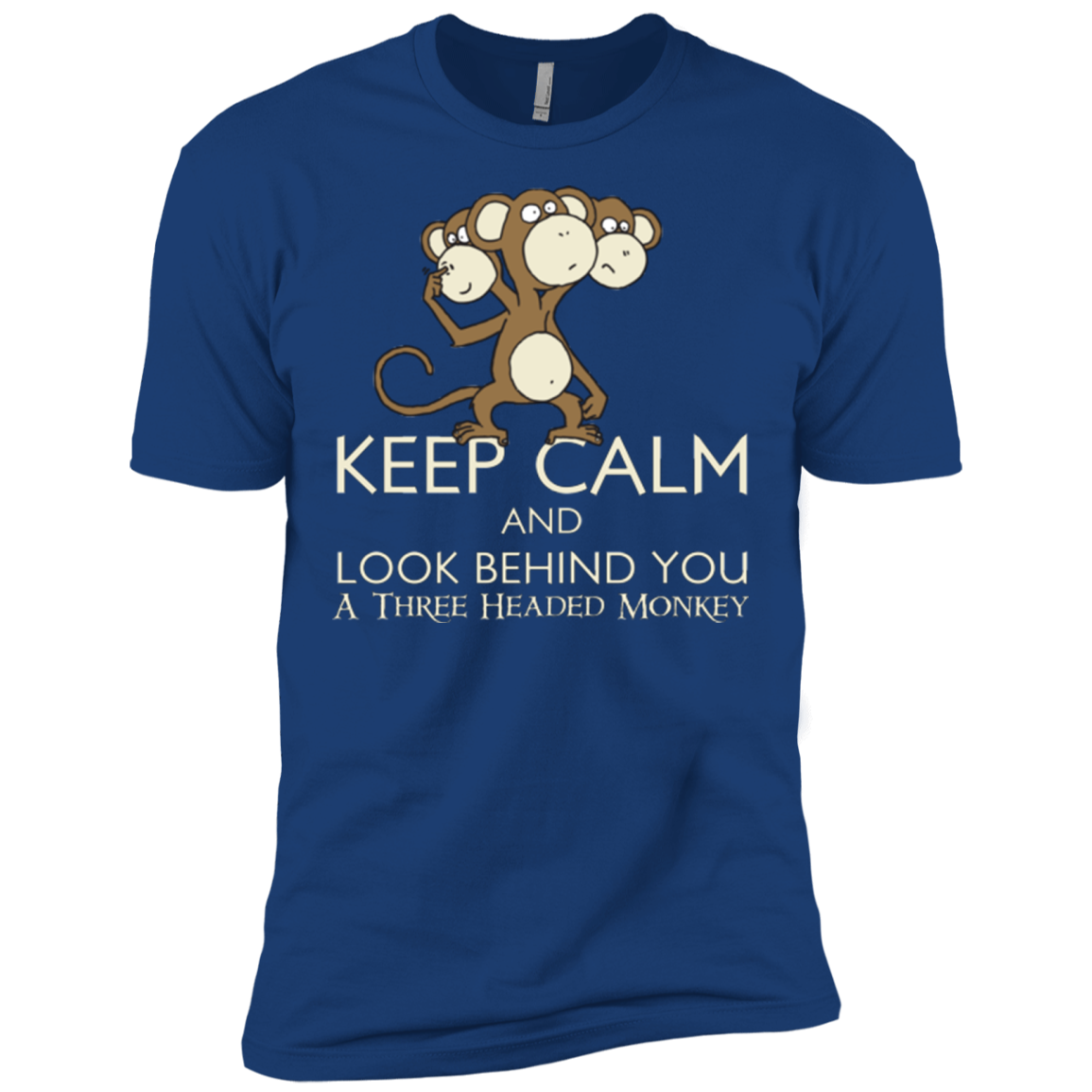 Keep Calm & Look Behind You A Three Headed Monkey Men's Premium T-Shirt