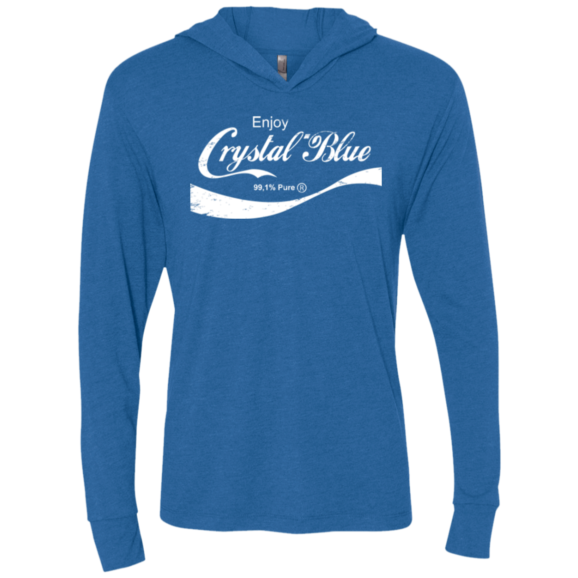 Crystal Blue Coke Triblend Long Sleeve Hoodie Tee