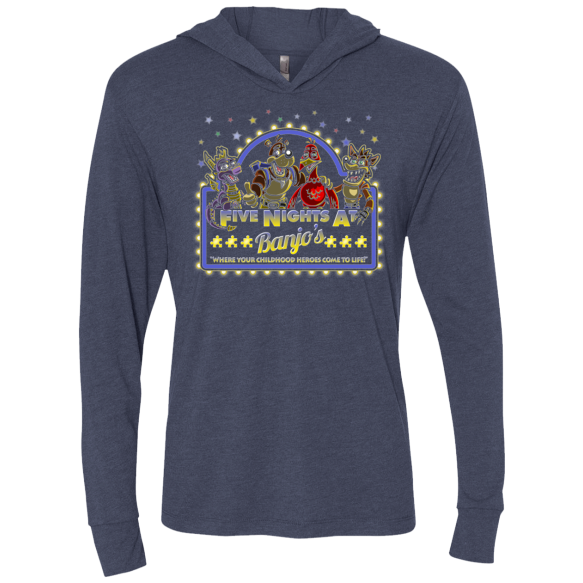 Five Nights at Banjos Triblend Long Sleeve Hoodie Tee