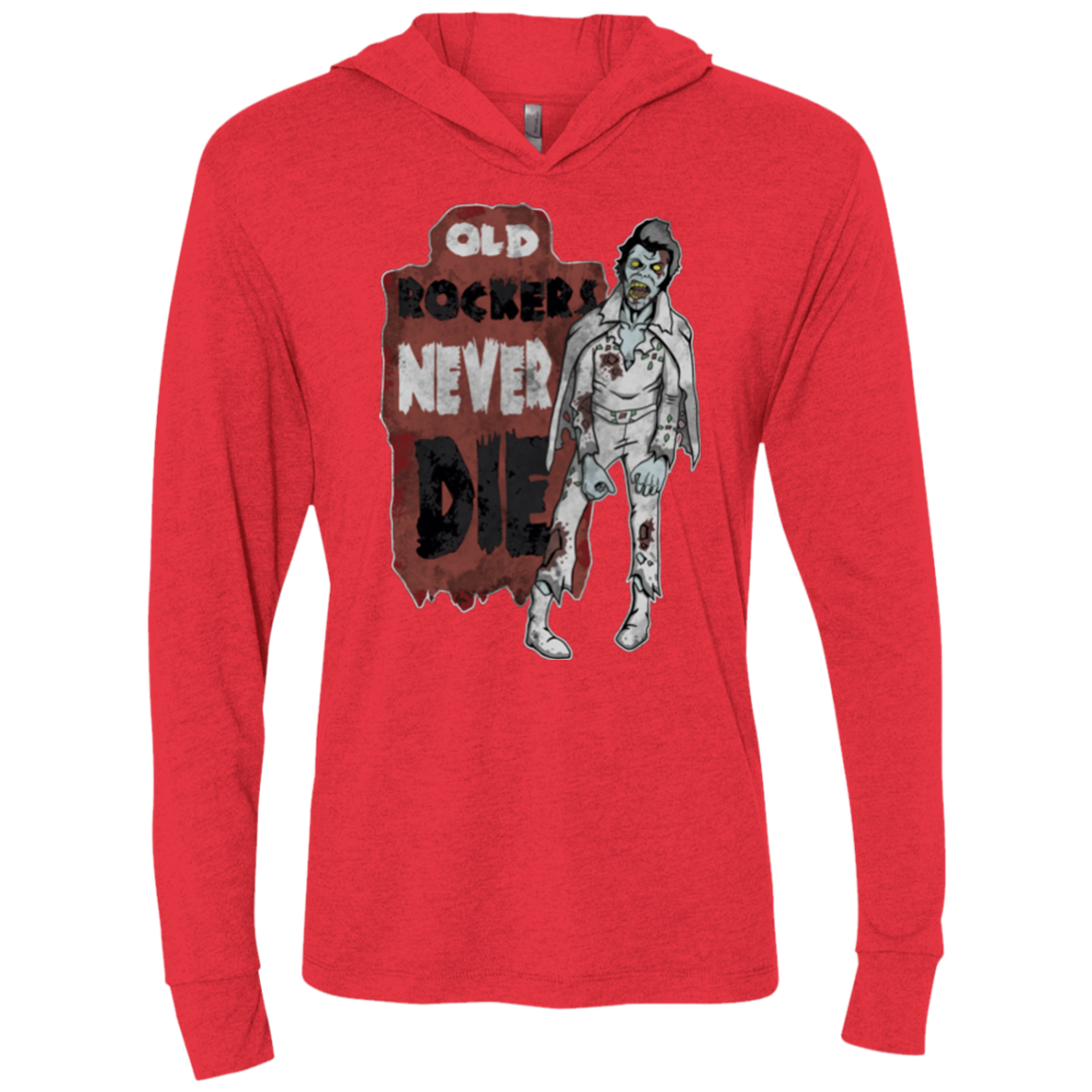 Old Rockers Never Die Triblend Long Sleeve Hoodie Tee