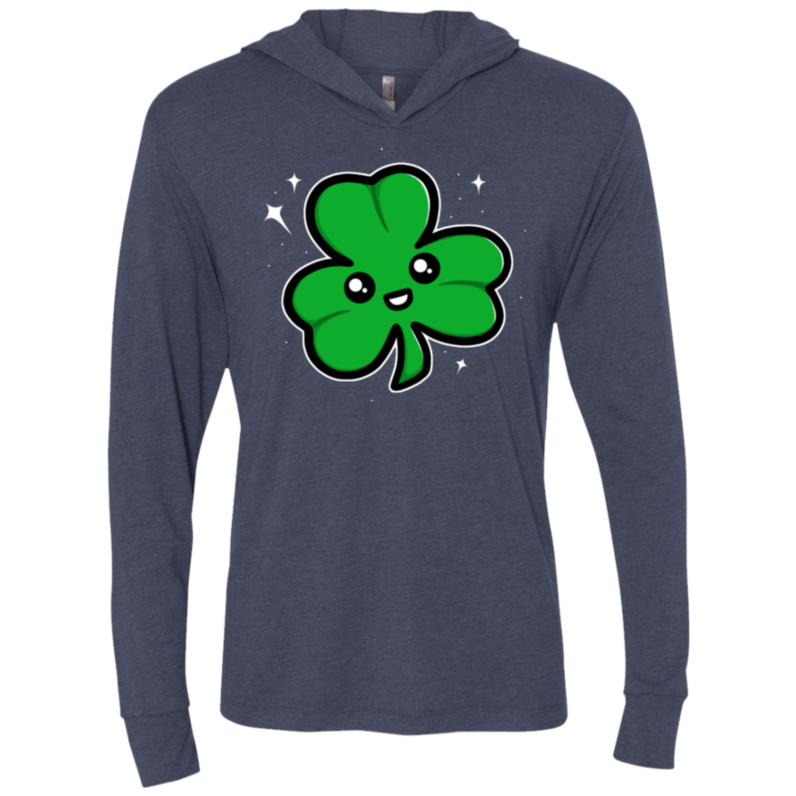 Super Cute Shamrock Triblend Long Sleeve Hoodie Tee