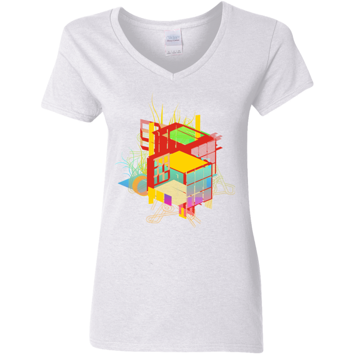 Rubik's Building Women's V-Neck T-Shirt