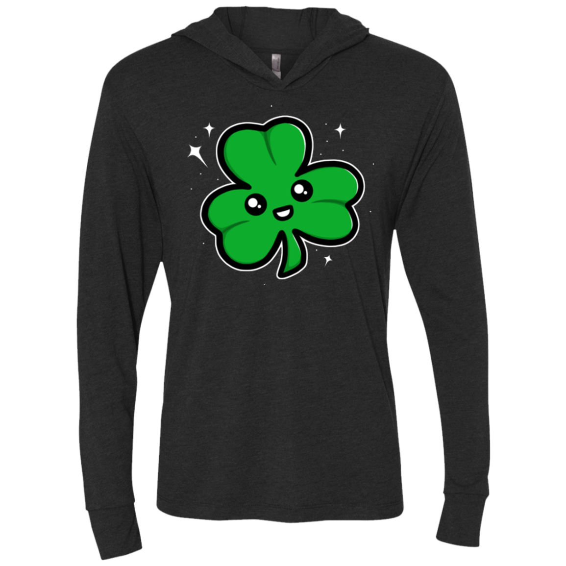 Super Cute Shamrock Triblend Long Sleeve Hoodie Tee