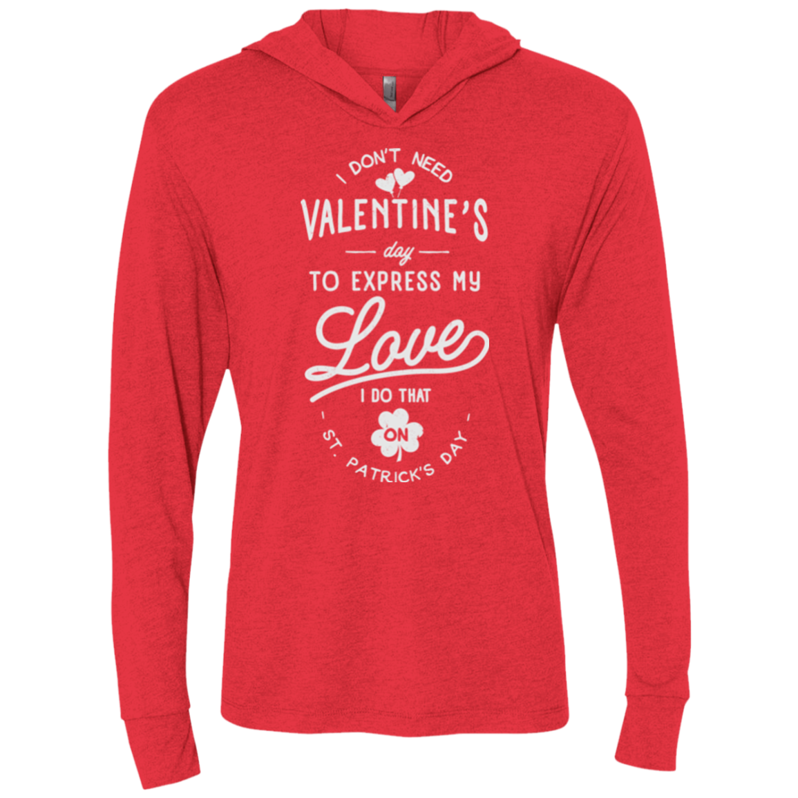 Valentine's Day Triblend Long Sleeve Hoodie Tee