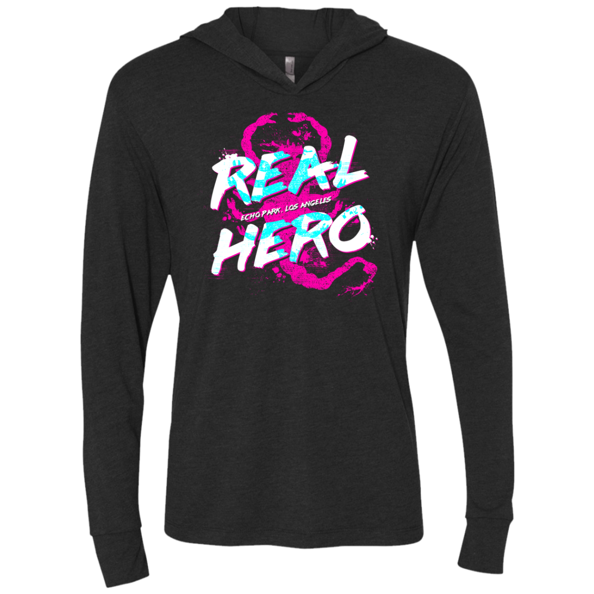Real Hero Triblend Long Sleeve Hoodie Tee