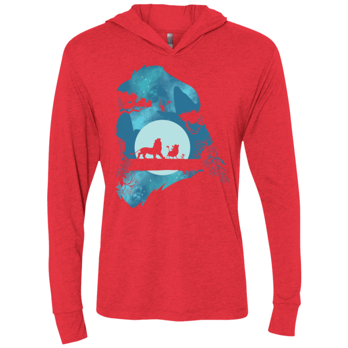 Lion Portrait Triblend Long Sleeve Hoodie Tee