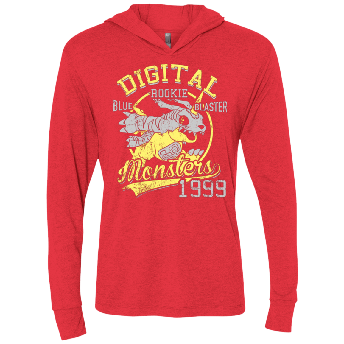 Blue Blaster Triblend Long Sleeve Hoodie Tee