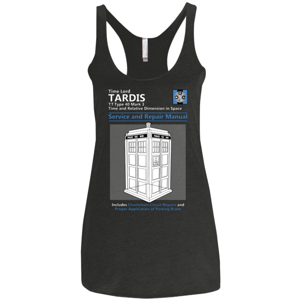 TARDIS SERVICE AND REPAIR MANUAL Women's Triblend Racerback Tank