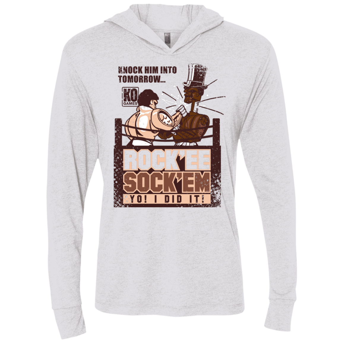 Rockee Sockem Triblend Long Sleeve Hoodie Tee