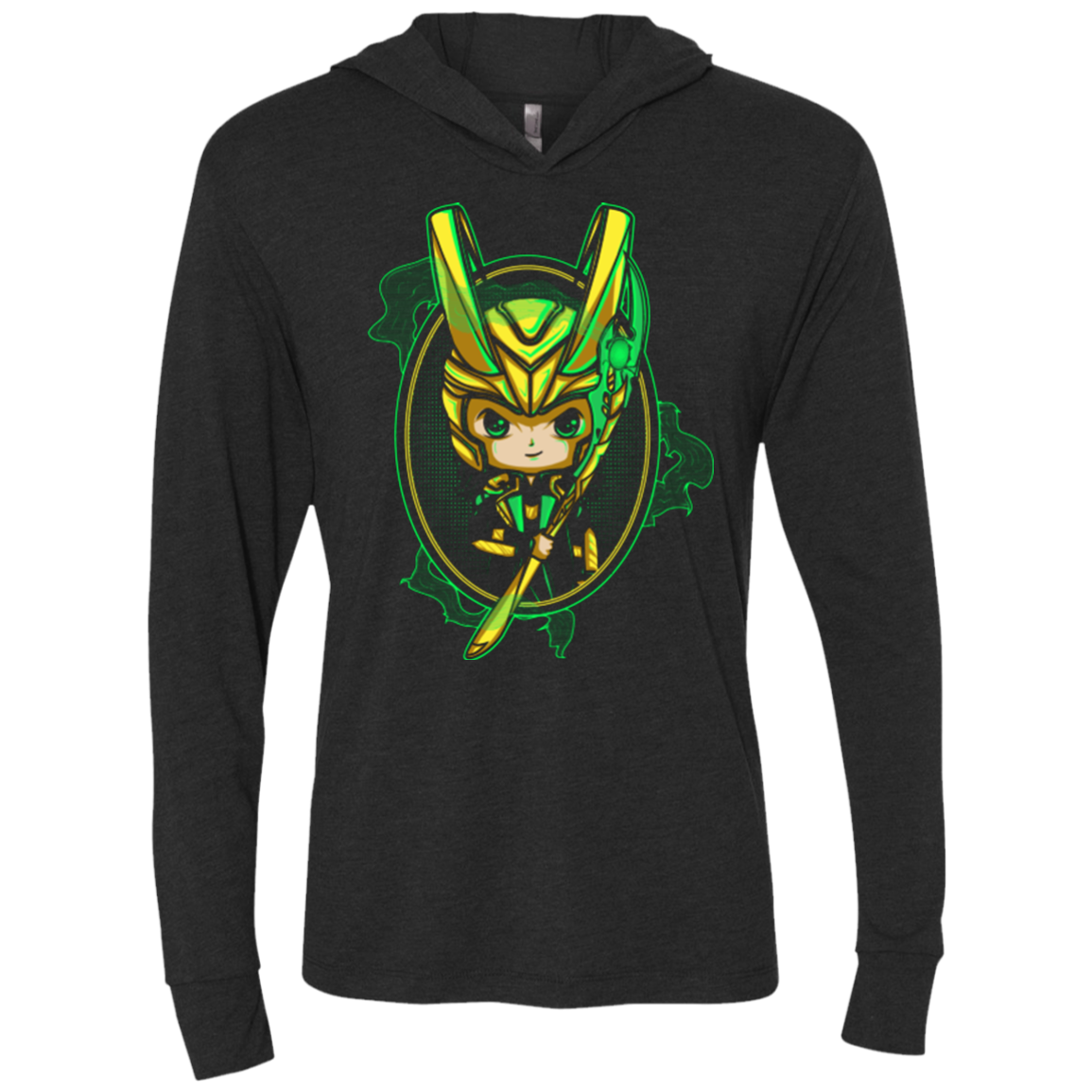 Loki Portrait Triblend Long Sleeve Hoodie Tee