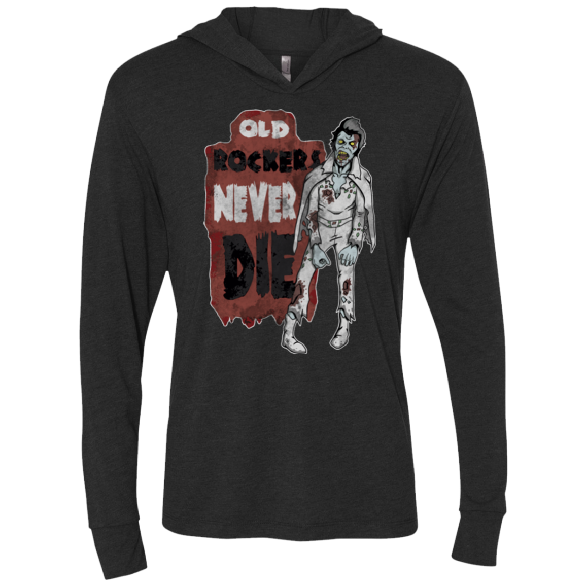Old Rockers Never Die Triblend Long Sleeve Hoodie Tee