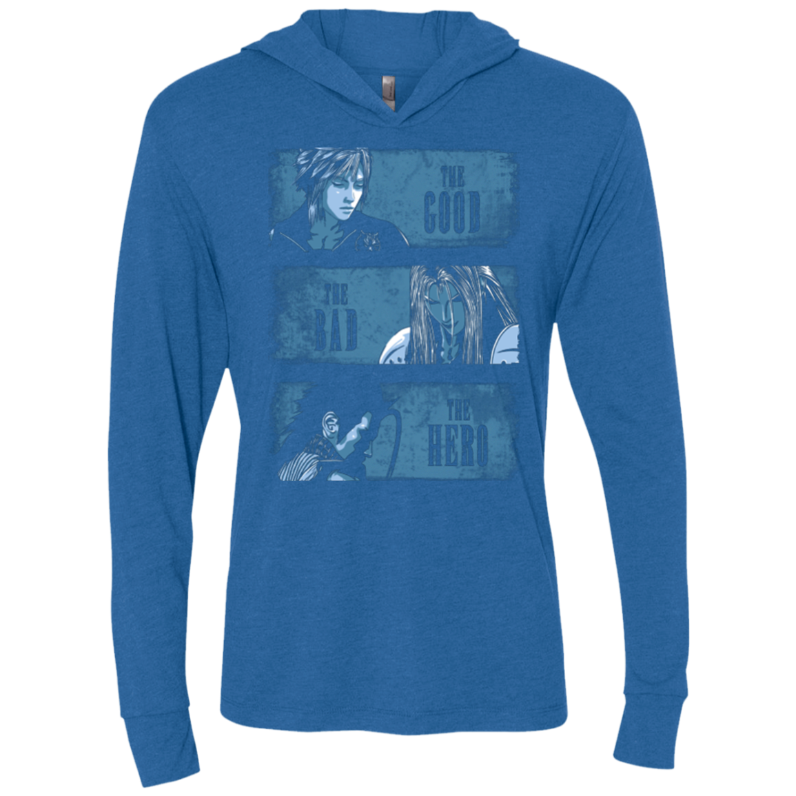 The Good the Bad and the Hero Triblend Long Sleeve Hoodie Tee