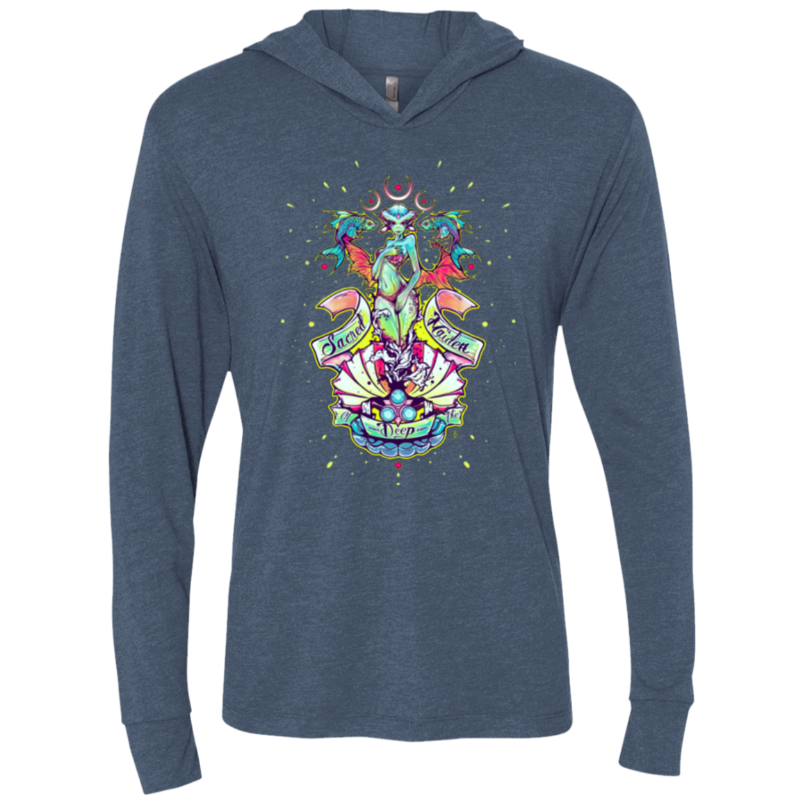 Sacred Maiden of the Deep Triblend Long Sleeve Hoodie Tee