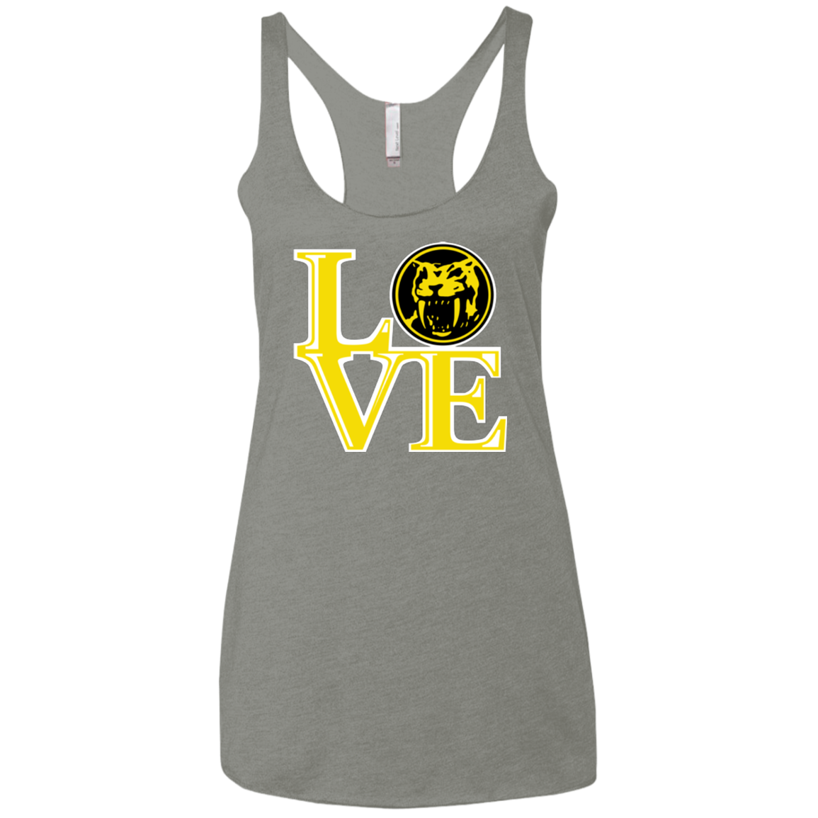 Yellow Ranger LOVE Women's Triblend Racerback Tank
