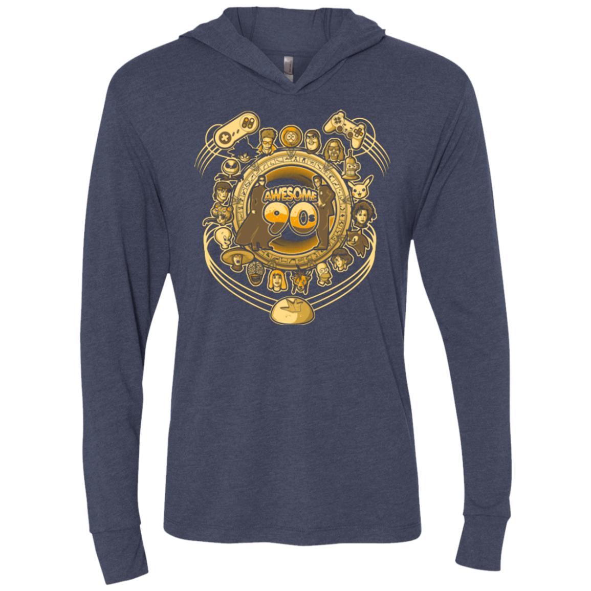 AWESOME 90S Triblend Long Sleeve Hoodie Tee