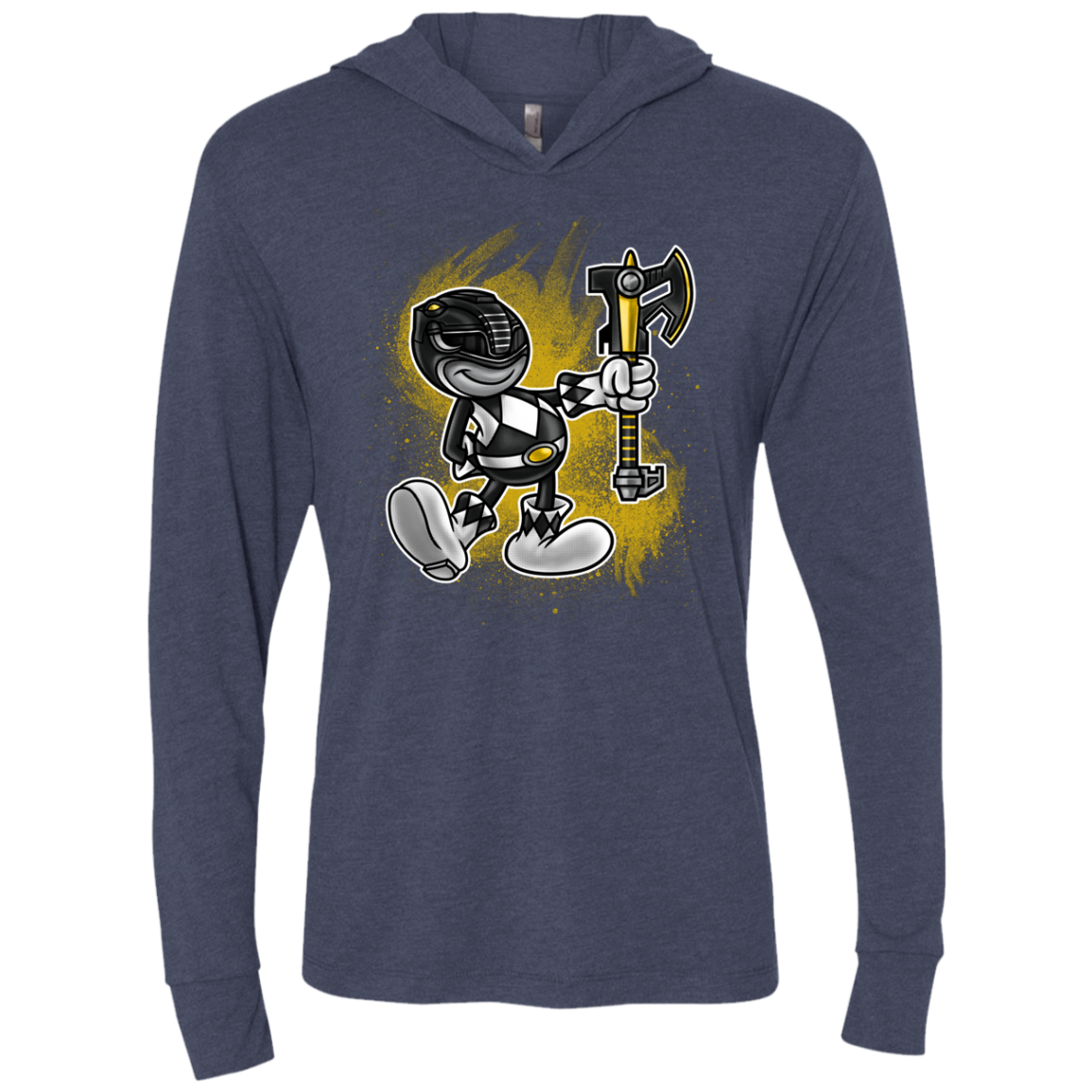 Black Ranger Artwork Triblend Long Sleeve Hoodie Tee