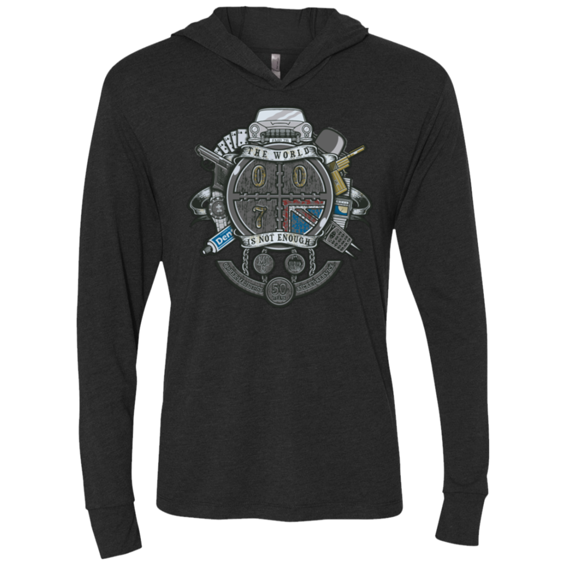 British Spy Crest Triblend Long Sleeve Hoodie Tee