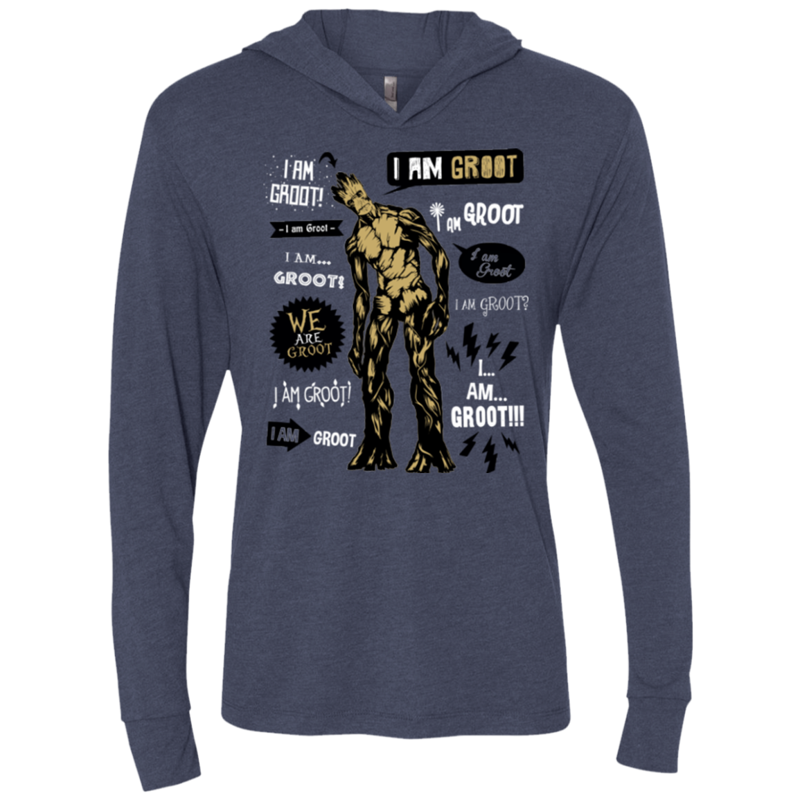 Groot Famous Quotes Triblend Long Sleeve Hoodie Tee