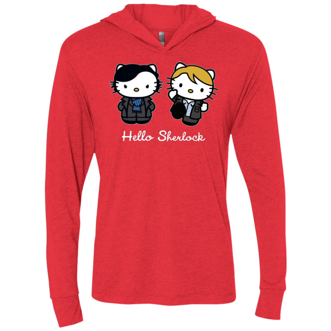 Hello Sherlock Triblend Long Sleeve Hoodie Tee
