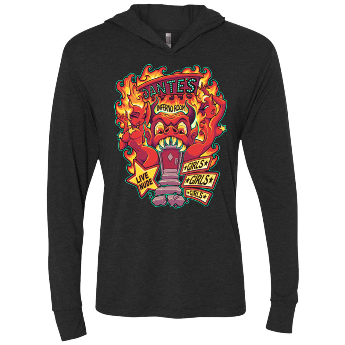 Dantes Inferno Room Triblend Long Sleeve Hoodie Tee